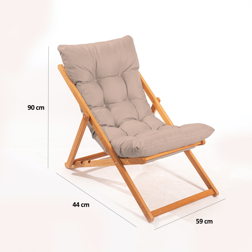 Tuinligstoel beige/beuk