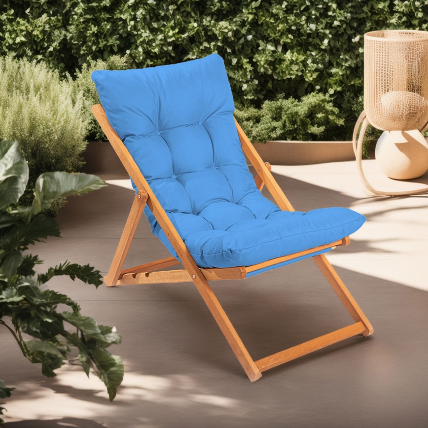 Tuinligstoel blauw/beuk