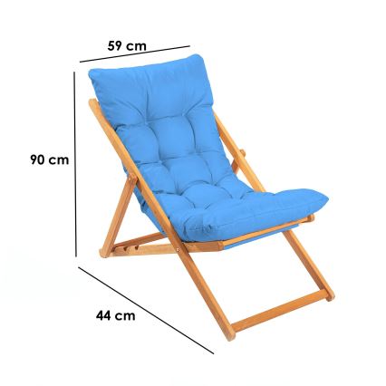 Tuinligstoel blauw/beuk