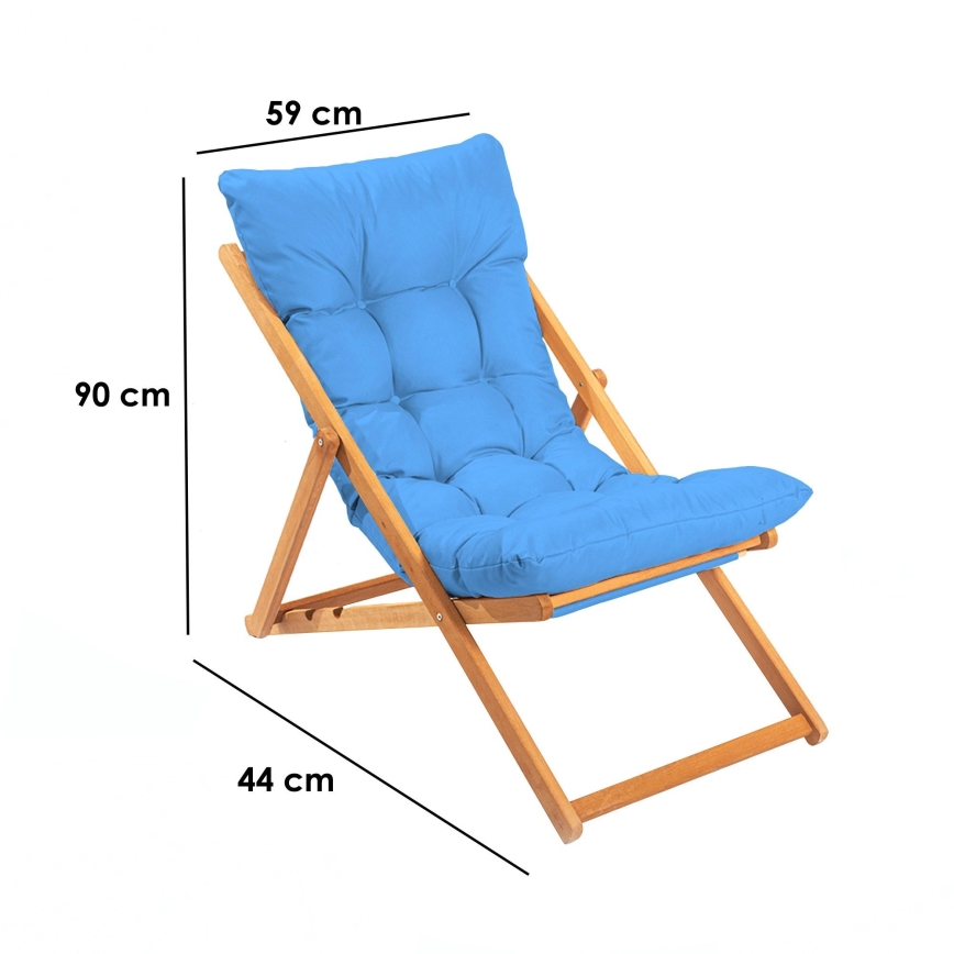 Tuinligstoel blauw/beuk