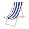 Tuinligstoel blauw/wit/beuk