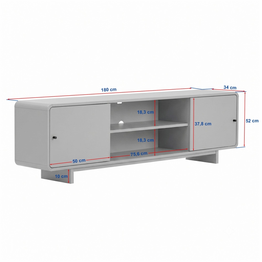 Tv-meubel KABIN 180x34 cm eiken