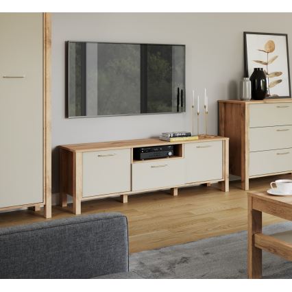 TV-meubel MENTA 138x49 cm Wotan-eik/grijs