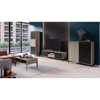 Tv-meubel met lade RONJA taupe/zwart