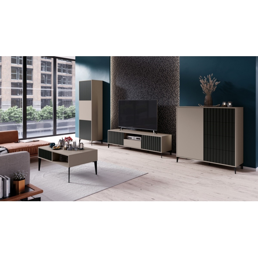 Tv-meubel met lade RONJA taupe/zwart