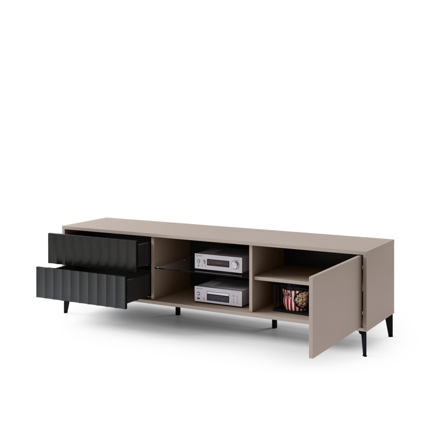 TV-tafel met drawers RONJA taupe/zwart