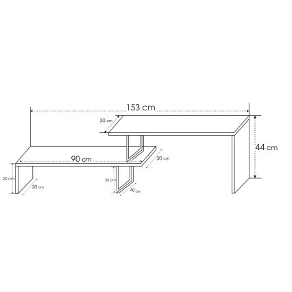 TV tafel OVIT 44x153 cm bruin/zwart