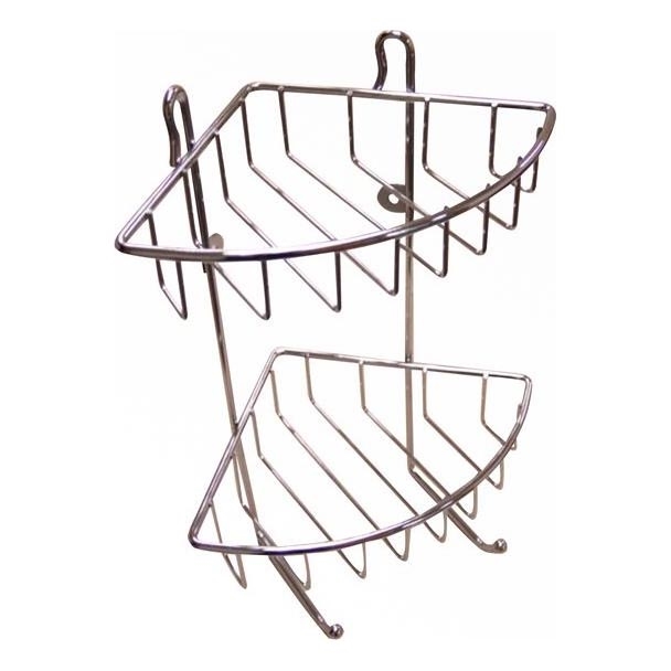 Twee-laagse wandplank voor in de douche 22,5x30 cm glanzend chroom