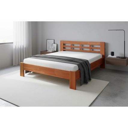 Tweedeursbed van massief hout ANGELA 180x200 cm licht walnoot