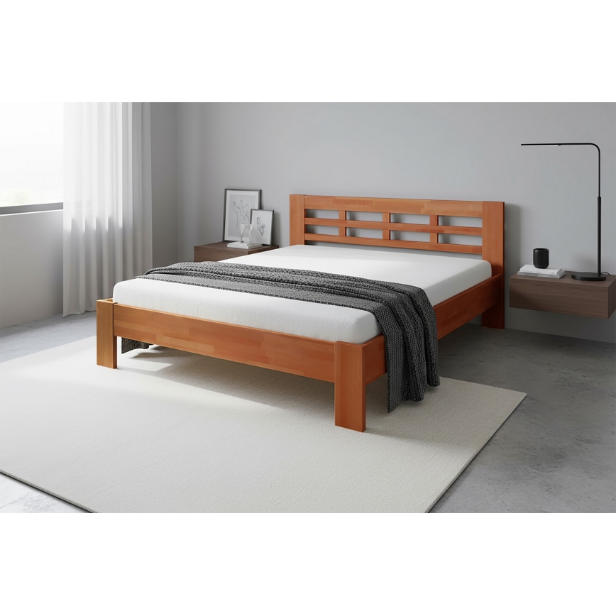 Tweedeursbed van massief hout ANGELA 180x200 cm licht walnoot