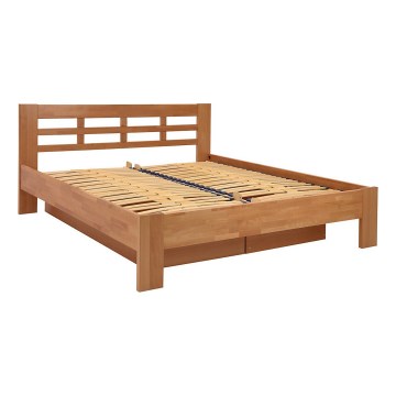 Tweepersoonsbed gemaakt van massief hout met een opslagruimte ANGELA 180x200 cm pruim