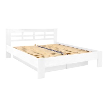 Tweepersoonsbed gemaakt van massief hout met een opslagruimte ANGELA 180x200 cm wit