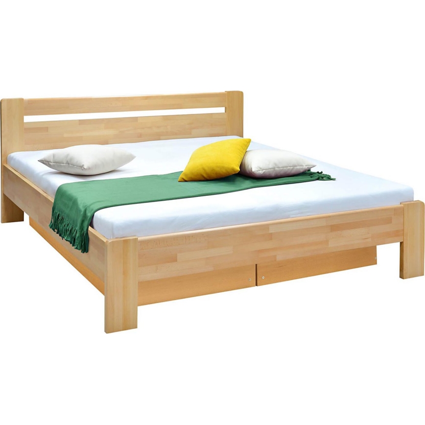 Tweepersoonsbed met lattenbodem en opbergruimte van massief AMARA 180x200 cm beukenhout