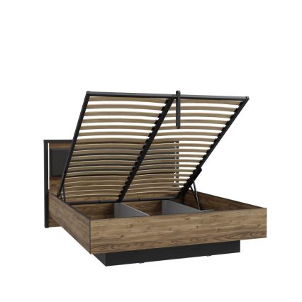 Tweepersoonsbed met opbergruimte OREN 160x200 cm bruin/zwart