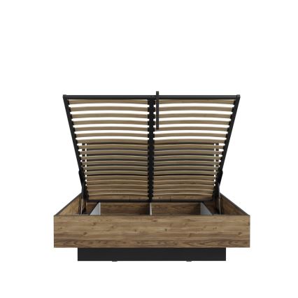 Tweepersoonsbed met opbergruimte OREN 160x200 cm bruin/zwart