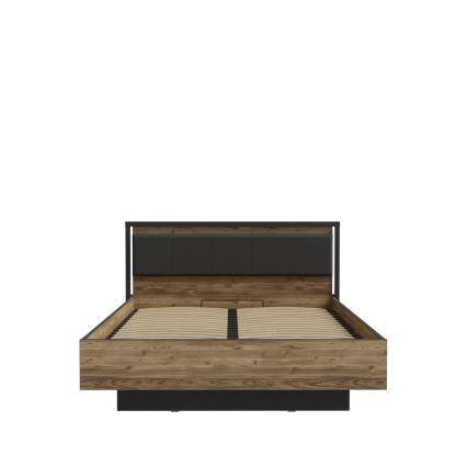 Tweepersoonsbed met opbergruimte OREN 160x200 cm bruin/zwart