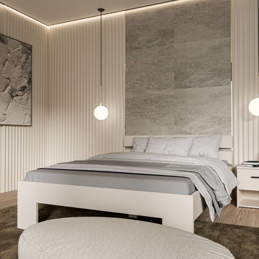 Tweepersoonsbed PIROA 160x200 cm beige