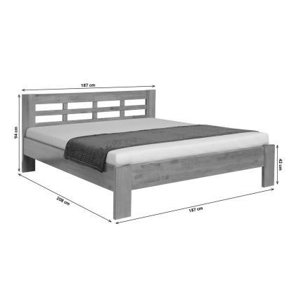 Tweepersoonsbed van massief hout ANGELA 180x200 cm donkere walnoot