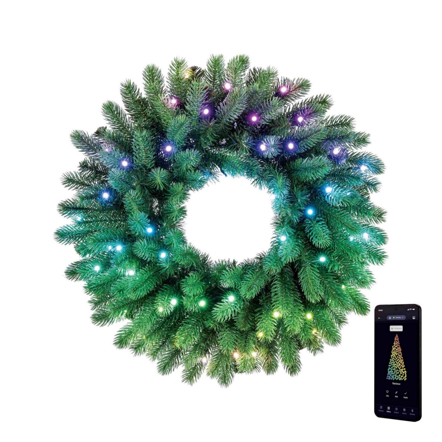 Twinkly - Couronne de Noël RVB à intensité variable 50xLED d. 60 cm Wi-Fi