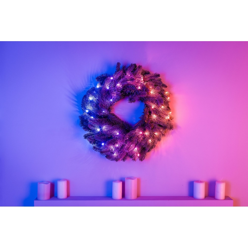 Twinkly - Couronne de Noël RVB à intensité variable 50xLED d. 60 cm Wi-Fi