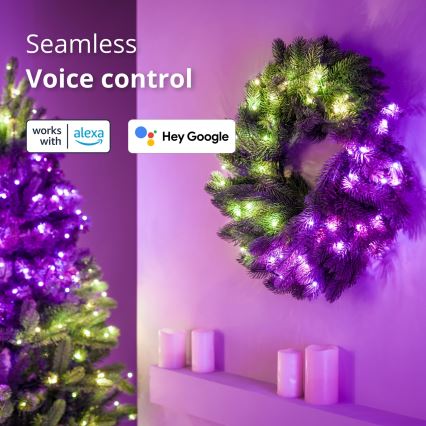 Twinkly - Couronne de Noël RVB à intensité variable 50xLED d. 60 cm Wi-Fi