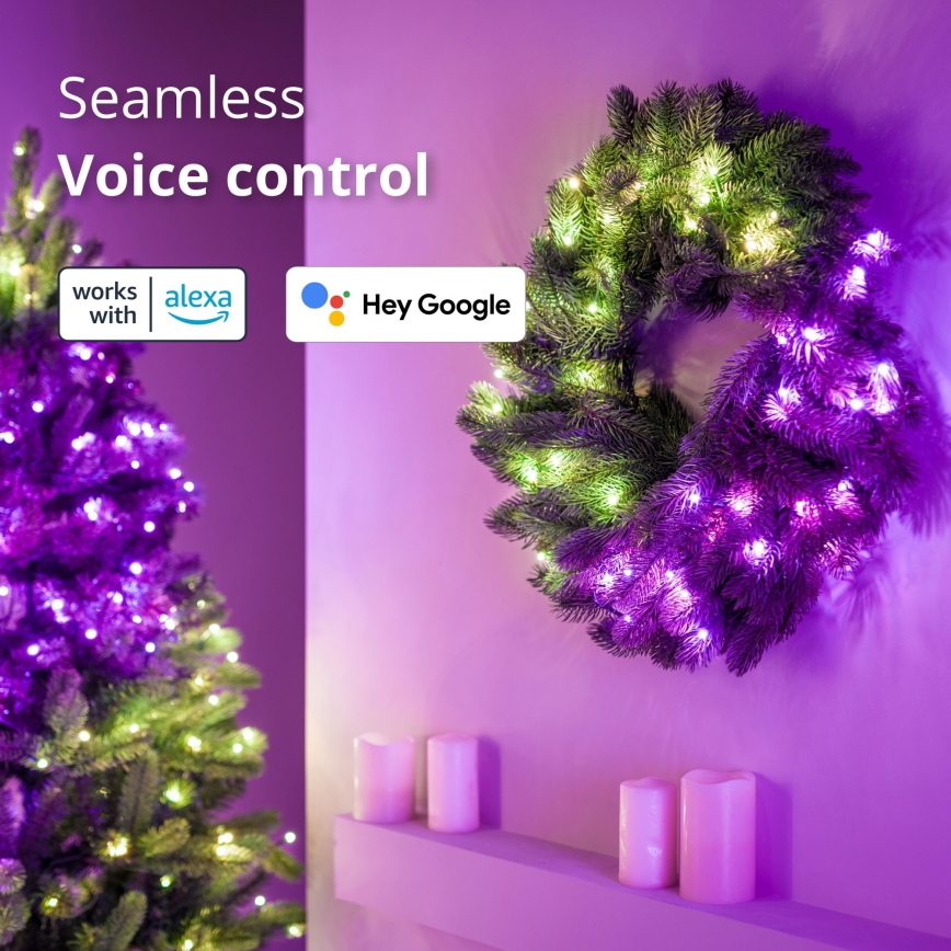 Twinkly - Couronne de Noël RVB à intensité variable 50xLED d. 60 cm Wi-Fi
