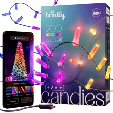 Twinkly - Guirlande LED RGB à intensité variable de Noël CANDIES 200xLED 14 m USB Wi-Fi