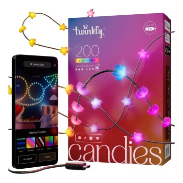 Twinkly - LED RGB à intensité variable guirlande de Noël CANDIES 200xLED 14 m USB Wi-Fi