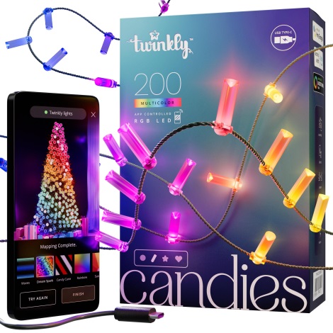 Twinkly - LED RGB Dimbaar Kerst lichtsnoer CANDIES 200xLED 14 m USB Wi-Fi