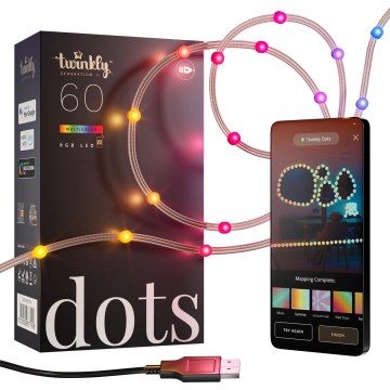 Twinkly - LED RGB Dimbare Kerstlichtsnoer DOTS 60xLED 7 m USB Wi-Fi