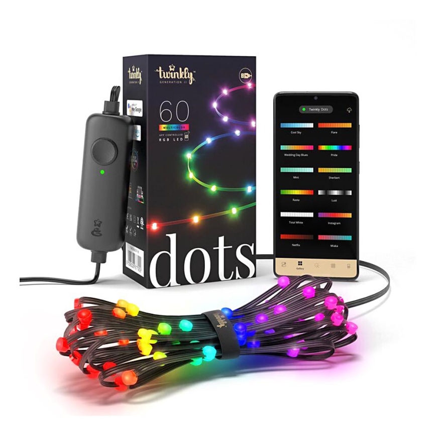 Twinkly - LED RGB Dimbare strip DOTS 60xLED 3 m Wi-Fi USB