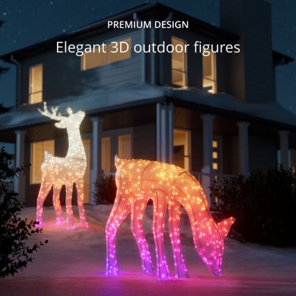 Twinkly - LED RGBW Dimbaar buitenshuis Kerstmis rendier REINGEERS 160xLED IP44 Wi-Fi