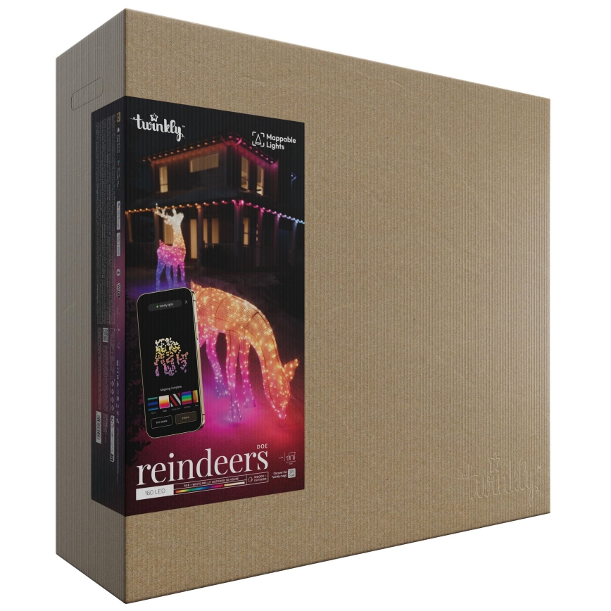 Twinkly - LED RGBW Dimbaar buitenshuis Kerstmis rendier REINGEERS 160xLED IP44 Wi-Fi