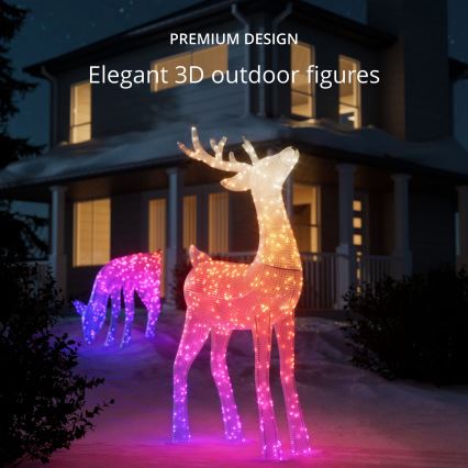 Twinkly - LED RGBW Dimbaar buitenshuis Kerstmis rendier REINGEERS 240xLED IP44 Wi-Fi