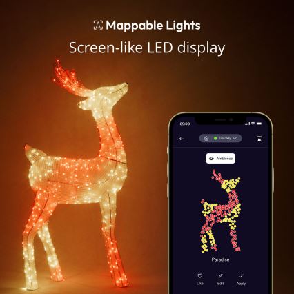 Twinkly - LED RGBW Dimbaar buitenshuis Kerstmis rendier REINGEERS 240xLED IP44 Wi-Fi