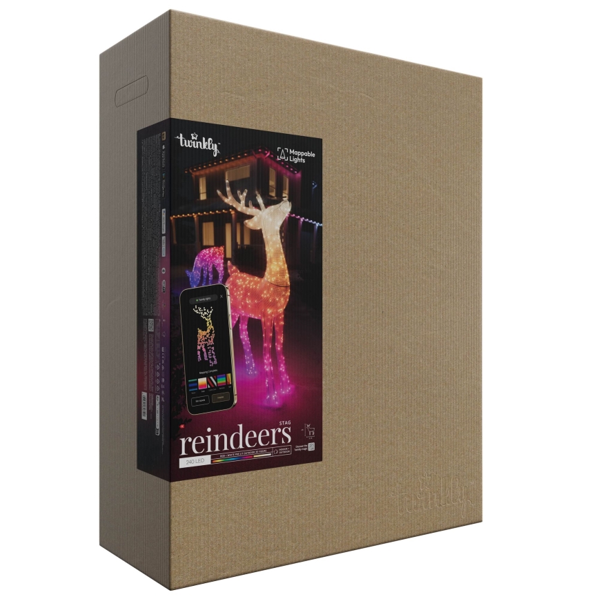 Twinkly - LED RGBW Dimbaar buitenshuis Kerstmis rendier REINGEERS 240xLED IP44 Wi-Fi