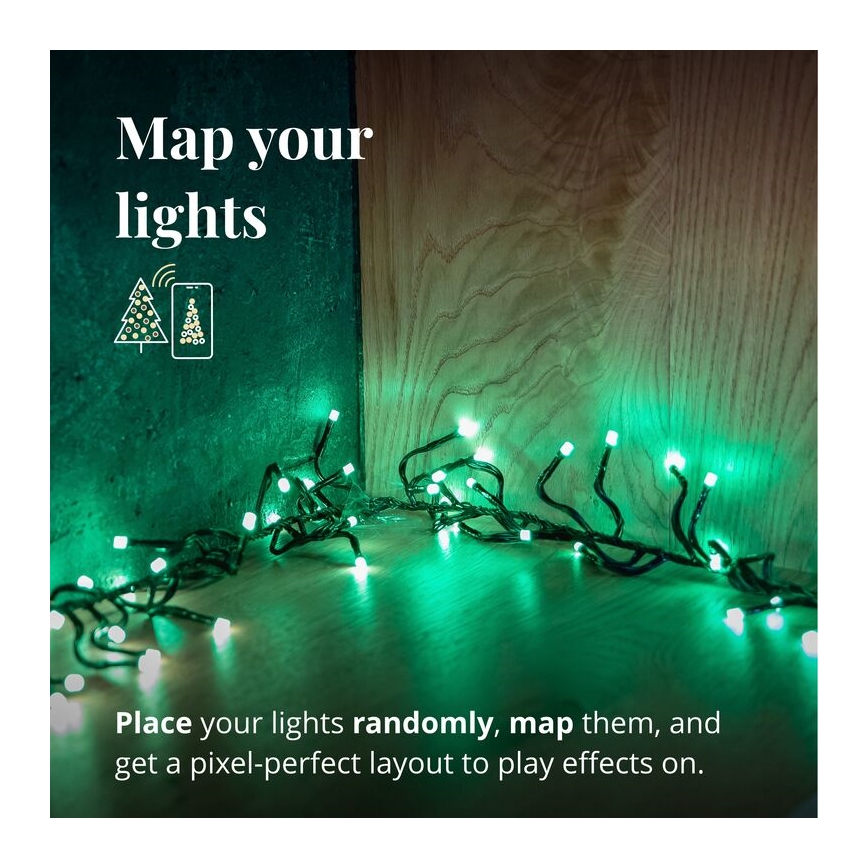 Twinkly - Guirlande de noël extérieure RGBW à intensité variable CLUSTER 400xLED 9,5m IP44 Wi-Fi
