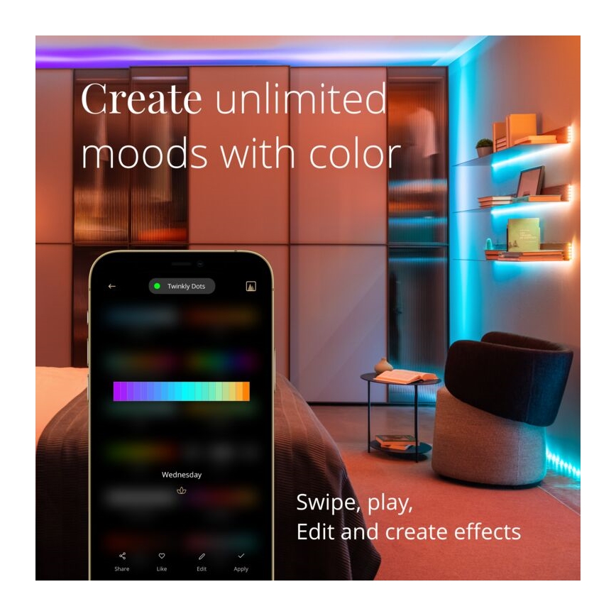 Twinkly TWD060STP-B - Ruban LED RGB  à intensité variable DOTS 60xLED 3 m Wi-Fi USB