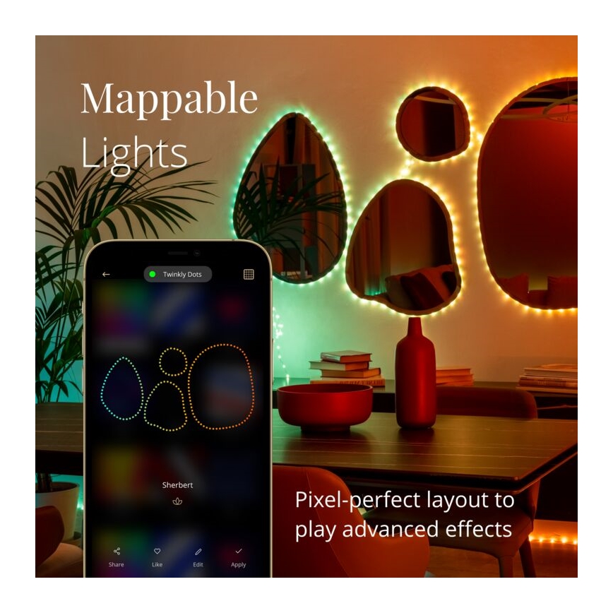 Twinkly TWD060STP-B - Ruban LED RGB  à intensité variable DOTS 60xLED 3 m Wi-Fi USB