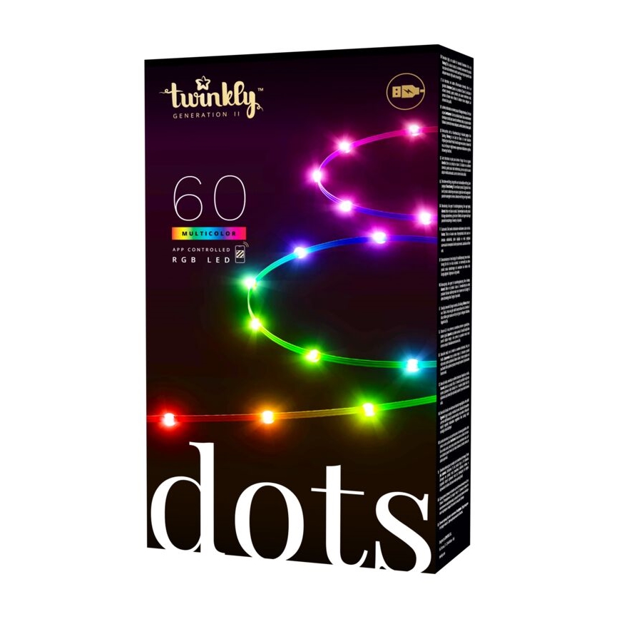 Twinkly TWD060STP-B - Ruban LED RGB  à intensité variable DOTS 60xLED 3 m Wi-Fi USB