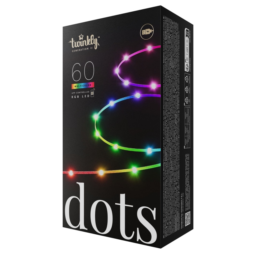 Twinkly - LED RGB Dimbare Kerstlichtsnoer DOTS 60xLED 7 m USB Wi-Fi