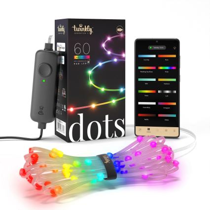 Twinkly - RGB-LED dimbaar kerstsnoer DOTS 60xLED 7 m USB Wi-Fi