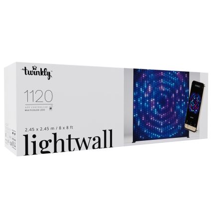 Twinkly - LED RGBW Stmívatelný venkovní vánoční závěs LIGHTWALL 1120xLED 2,6x2,7 m IP44 Wi-Fi + Music Dongle