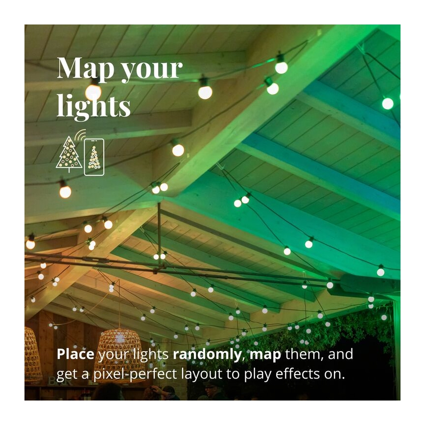 Twinkly - LED RGB Dimbaar buitenshuis Decoratieve lichtsnoer FESTOON 20xLED 14m IP44 Wi-Fi