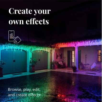 Twinkly - LED RGB Dimbaar buitenshuis Kerst gordijn ICICLE 190xLED 11,5m IP44 Wi-Fi