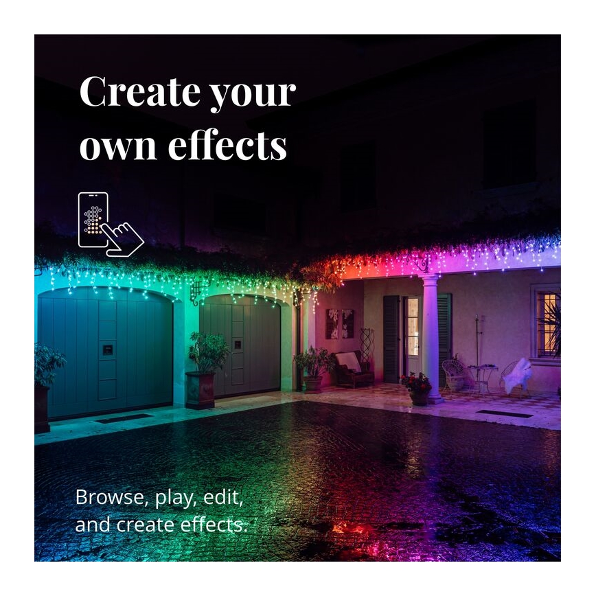 Twinkly - LED RGB Dimbaar buitenshuis Kerst gordijn ICICLE 190xLED 11,5m IP44 Wi-Fi