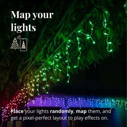 Twinkly - LED RGB À intensité variable extérieur Rideau de Noël ICICLE 190xLED 11,5m IP44 Wi-Fi