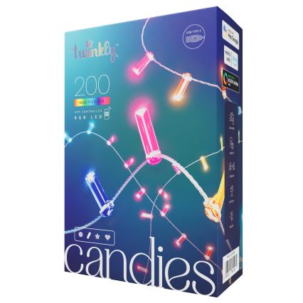 Twinkly - Guirlande de Noël LED RGB à intensité variable CANDIES 200xLED 14 m USB Wi-Fi