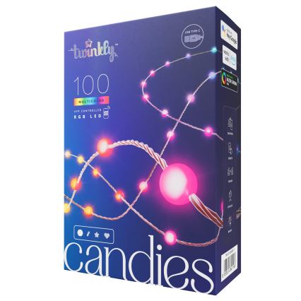 Twinkly - LED RGB Dimbaar Kerst lichtsnoer CANDIES 100xLED 8 m USB Wi-Fi
