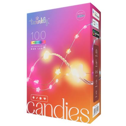 Twinkly - Guirlande LED RGB à intensité réglable CANDIES 100 LED 8 m USB Wi-Fi